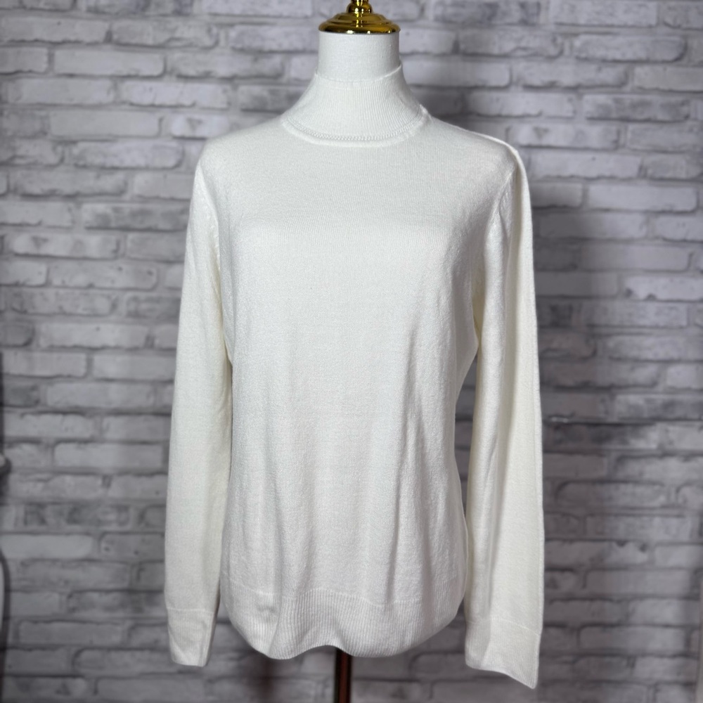 Soft Cozy Off White Mock Turtleneck Sweater